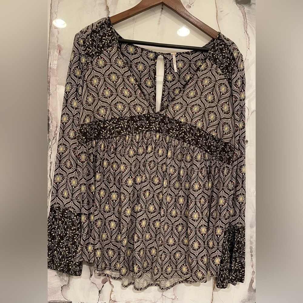Free People Long Sleeve Blouse Boho Size S - Picture 1 of 6